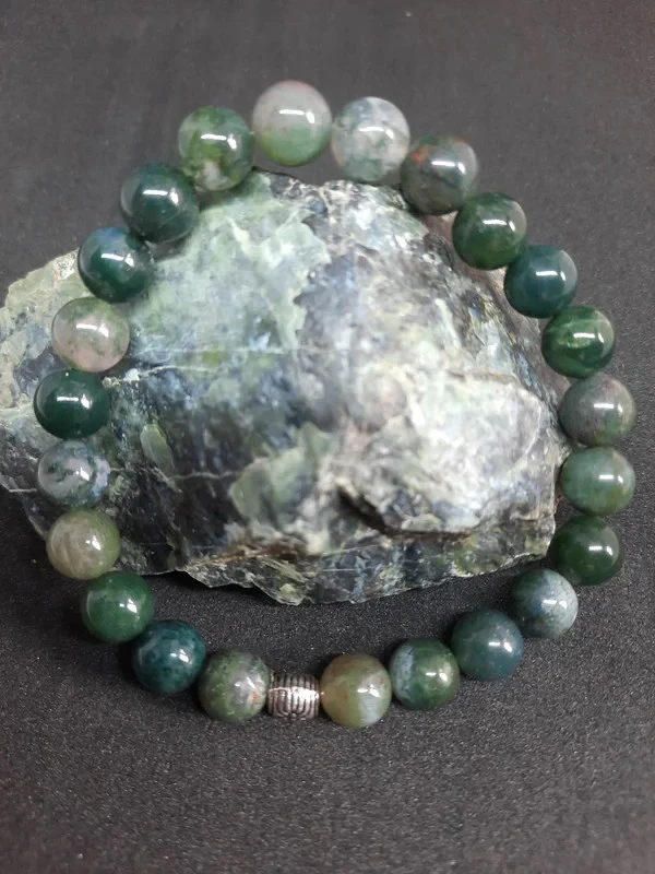 Bracelet Agate mousse pierre naturel 8mm